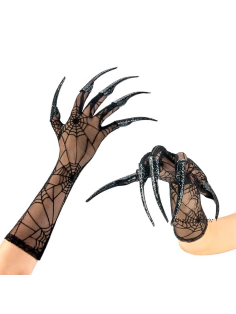 Long Finger Claw Gloves Spider Web Cat Nail Rings Cosplay Costume